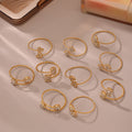 Stainless Steel Zircon Open Rings Heart Star Rectangle Designs view 4