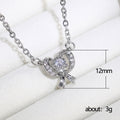 Bow Pendant Necklace With Round Stone in Two Tones view 5