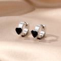 Silver Tone Black Geometric Huggie Drop Earrings in Five Designs view 8