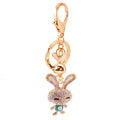 Gold Tone Double Rabbit Rhinestone Keychain, 6 Color Options view 5