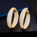 Thick Full Pave Hoop Earrings Gold or Silver Tone 30mm view 5