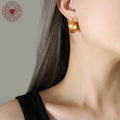Open Heart Hollow Hoop Earrings Gold Or Steel Latch view 4