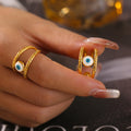 Open Spiral Evil Eye Ring Textured Band Stainless Steel Size 7 view 1