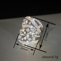 Extra-Wide Openwork Clear Stone Cluster Ring In Silver Tone view 4