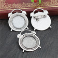 Clock Shaped Brooch Bezel Trays in Two Antique Finishes view 4
