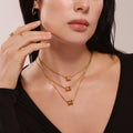 Twisted C Hoop Earrings Hourglass Barrel Pendant Snake Chain Set view 4