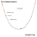 Pastel Natural Stone Bead Necklace Stainless Steel Cube Accents view 6