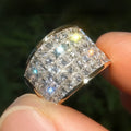 Wide Grid Crystal Statement Ring in Silver Tone With Clear Crystal Accents view 3