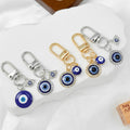 Blue Evil Eye Charm Keychain with D-Ring Swivel Clasp view 1
