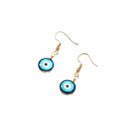Gold Tone Double Sided Blue Evil Eye Hook Earrings view 5