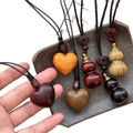 Wood Heart and Gourd Pendant Cord Necklaces Jewelry Accessory view 5