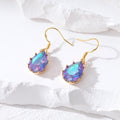 Gold Tone Faceted Iridescent Teardrop Crystal Hook Earrings in Nine Colors view 8