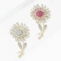Crystal Dandelion Flower Brooch in White and Purple view 3