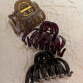 White Fabric Bow Claw And Large Loop Hair Claws In Black Or Purple view 4