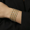 Gold Five-Petal Flower Enamel Station Bracelet Stainless view 3