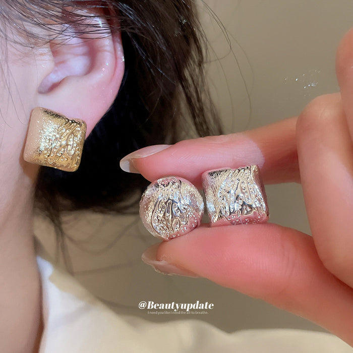 Textured Square And Round Clip On Earrings In Three Styles