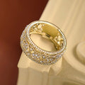 Openwork Floral Wide Statement Ring In Polished Gold Tone view 3