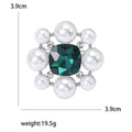 Round Pearl Halo Brooch With Large Square Jewel Center view 5