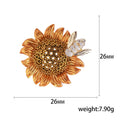 Gold Sunflower Bee Brooch Textured Petals Clear Zircon view 5