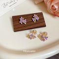 Purple Crystal Flower Earrings in Three Fastening Styles view 2