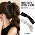 Black and White Polka Dot Fabric Banana Hair Clips view 1