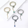 Crystal Snake Brooch with Teardrop Dangle in Four Colors view 2