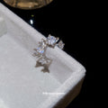 Silver Tone Star and Crystal Chain Ear Cuff Metal Tone Jewelry view 3