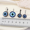 Round Blue Evil Eye Leverback Earrings in Four Sizes and Finishes view 2
