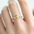 Gold Tone Oval Green Stone Clear Accent Ring Sizes 6-10 view 3