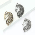 Filigree Horse Brooch in Polished Metal for Jackets and Scarves view 2