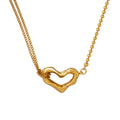 Irregular Open Heart Pendant Necklace Gold Tone Chain view 5