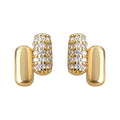 Gold Dual Capsule Mini Stud Earrings Pave Crystal Pair view 5