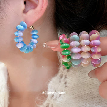 Colorful Beaded Hoop Earrings in Four Colorways Fashion Jewelry