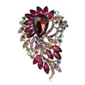 Oval Gem Feather Brooch In Eight Colorways With Polished Metal Detail view 5