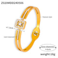 Gold Titanium Steel Crystal Pearl Star Square Bangles view 8