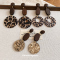 Brown Leopard Print Disc Drop Earrings in Three Bold Designs view 3