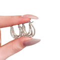 Silver Tone Double Loop Crossover Hoop Earrings Fashion Jewelry view 5