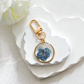 Gold Tone Round Pressed Hydrangea Resin Clip Keychains view 8