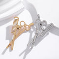 Gold Tone Barber Tools Crystal Two Designs Metal Brooch Pin view 4