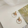 Gold-Tone Open Circle Drop Earrings Peach Faceted Glass Crystal view 3