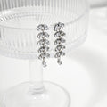 Silver Cascading Leaf Clear Look Long Stud Earrings view 6
