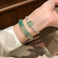 Silver Crystal Tennis Bracelet Round Jade Disc Flower 2 Colors view 2