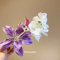 Fabric Purple White Floral Duckbill Hair Clip Bouquet view 4
