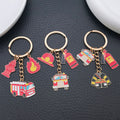 Red Fire Truck Extinguisher Helmet and Flame Keychains view 4