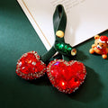 Jeweled Leather Cherry Keychains in Five Pictured Color Options view 1