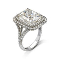 Silver Tone Square Halo Ring with Split Stone Band view 3