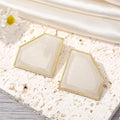 Gold Tone Faceted Irregular Resin Stud Earrings in Three Colors view 3