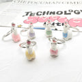 Flocked White Alpaca Llama Keychains Metal Rings 6 Styles view 4