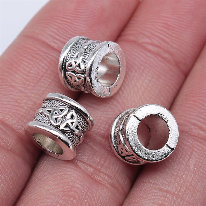 Celtic Knot Cylinder Large-Hole Metal Bead in Two Dark Finishes
