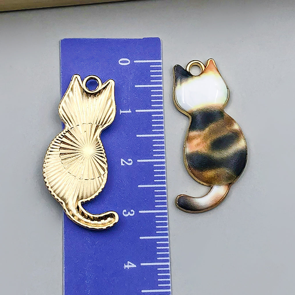 Zinc Alloy Enamel Cute Cat Charm Pendant for DIY Necklace Earrings Keychain